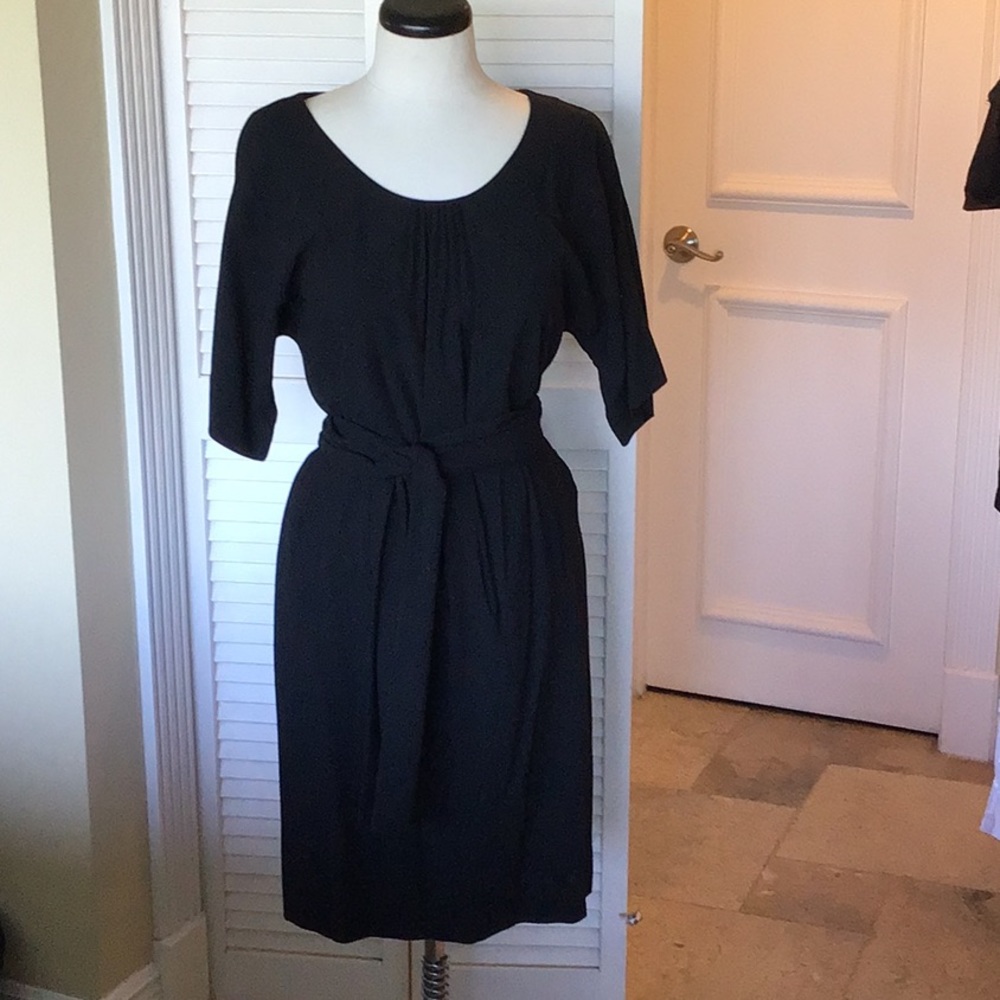 Talbots Black career dress with sash belt